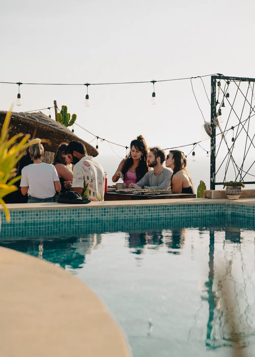 Guests on the Rooftop - Surf Camp Taghazout Bay at The Yogi Surfer in Taghazout Bay, Morocco.