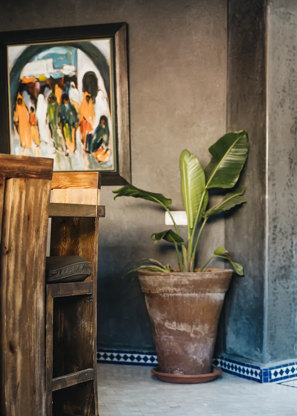 Green Interior Detail - Surf Camp Tamraght at The Yogi Surfer in Taghazout Bay, Morocco.